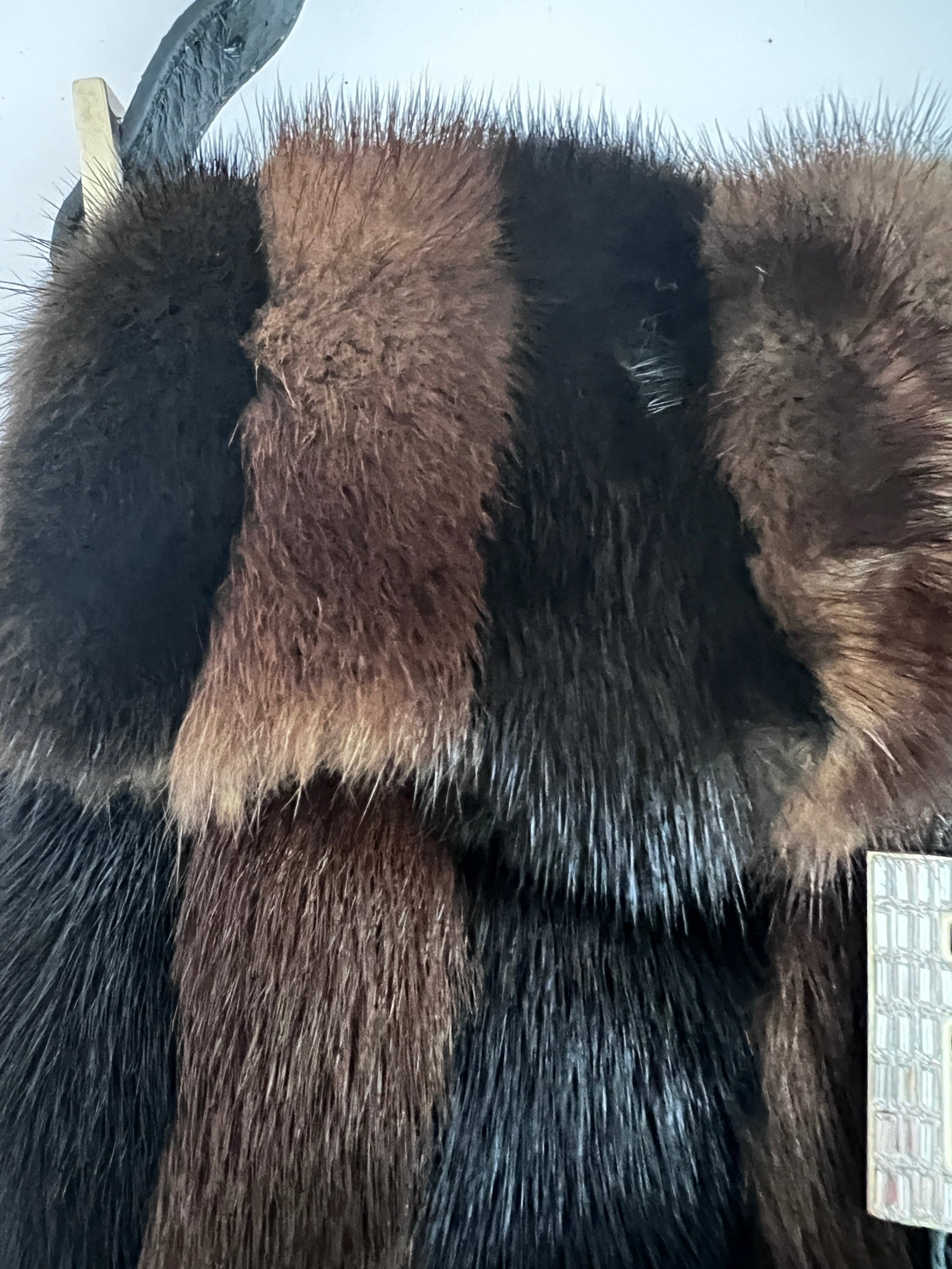 Fendi baguette mink black brown stripes shoulder bag