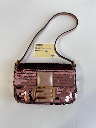 Fendi rose gold sequin mini baguette