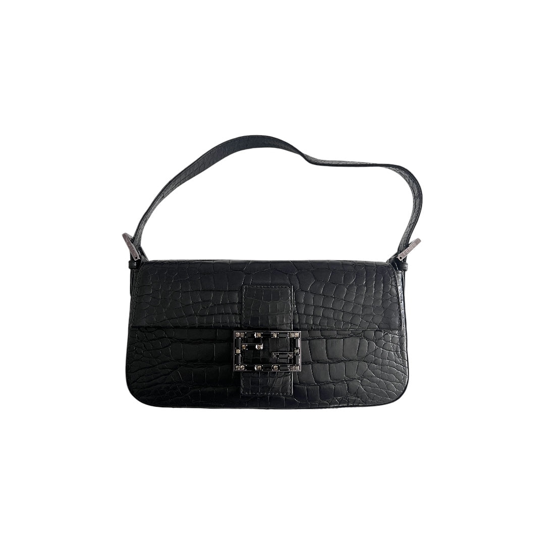 Fendi Vintage Fendi black crocodile baguette