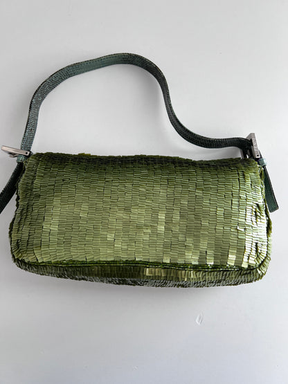 Vintage Fendi green sequin baguette