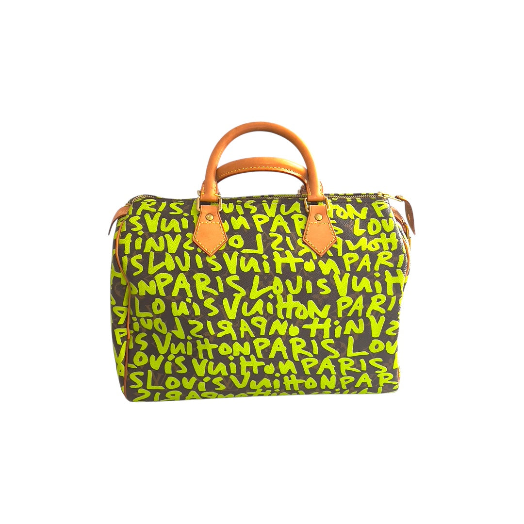 Louis Vuitton Monogram Green Graffiti Speedy 30