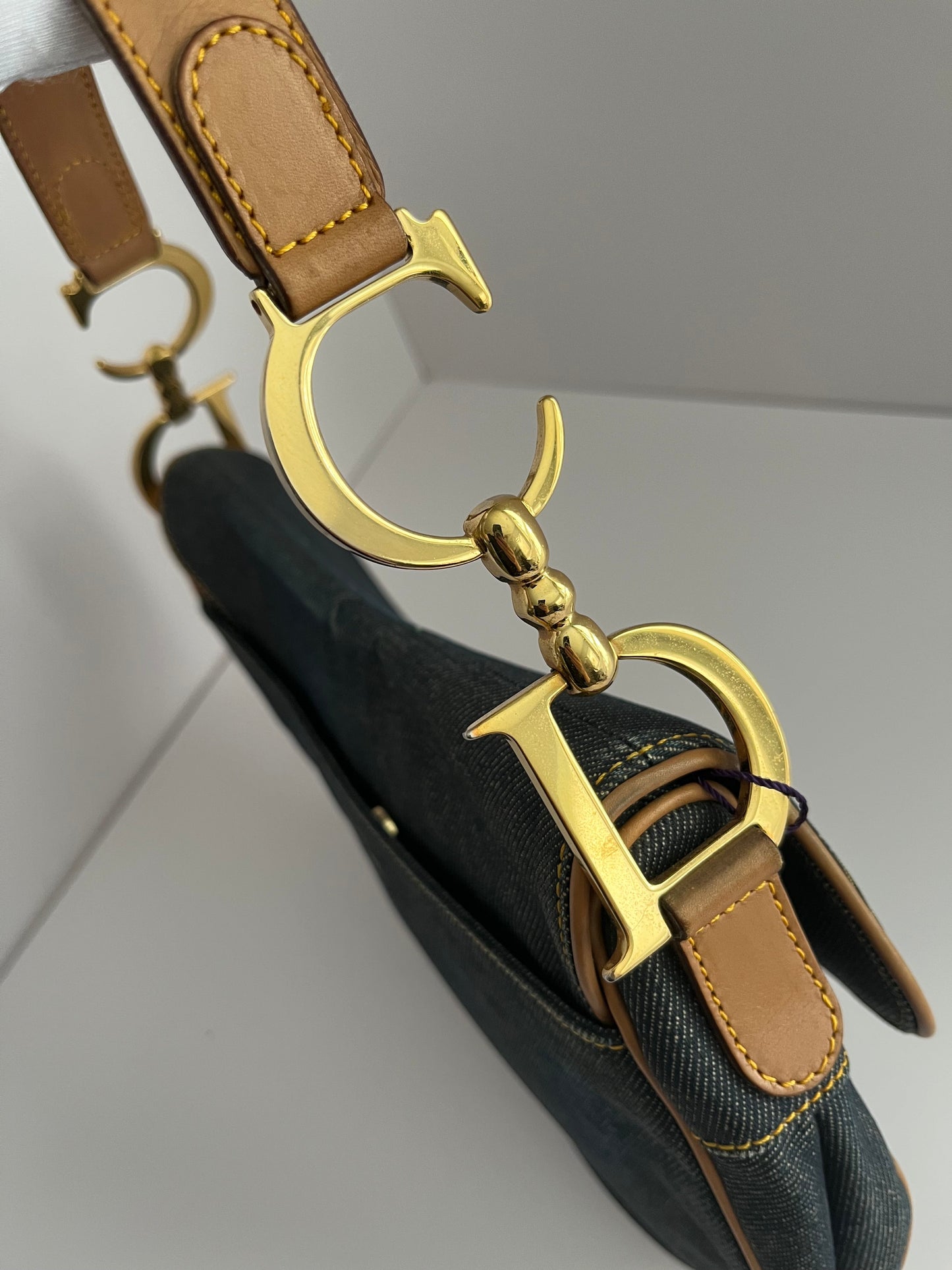Dior saddle Jean leather gold hardware shoulder bag