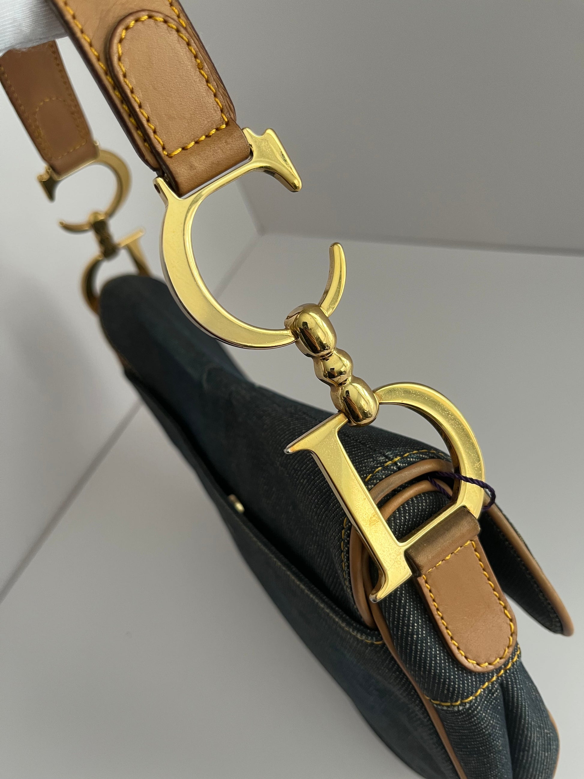 Dior saddle Jean leather gold hardware shoulder bag
