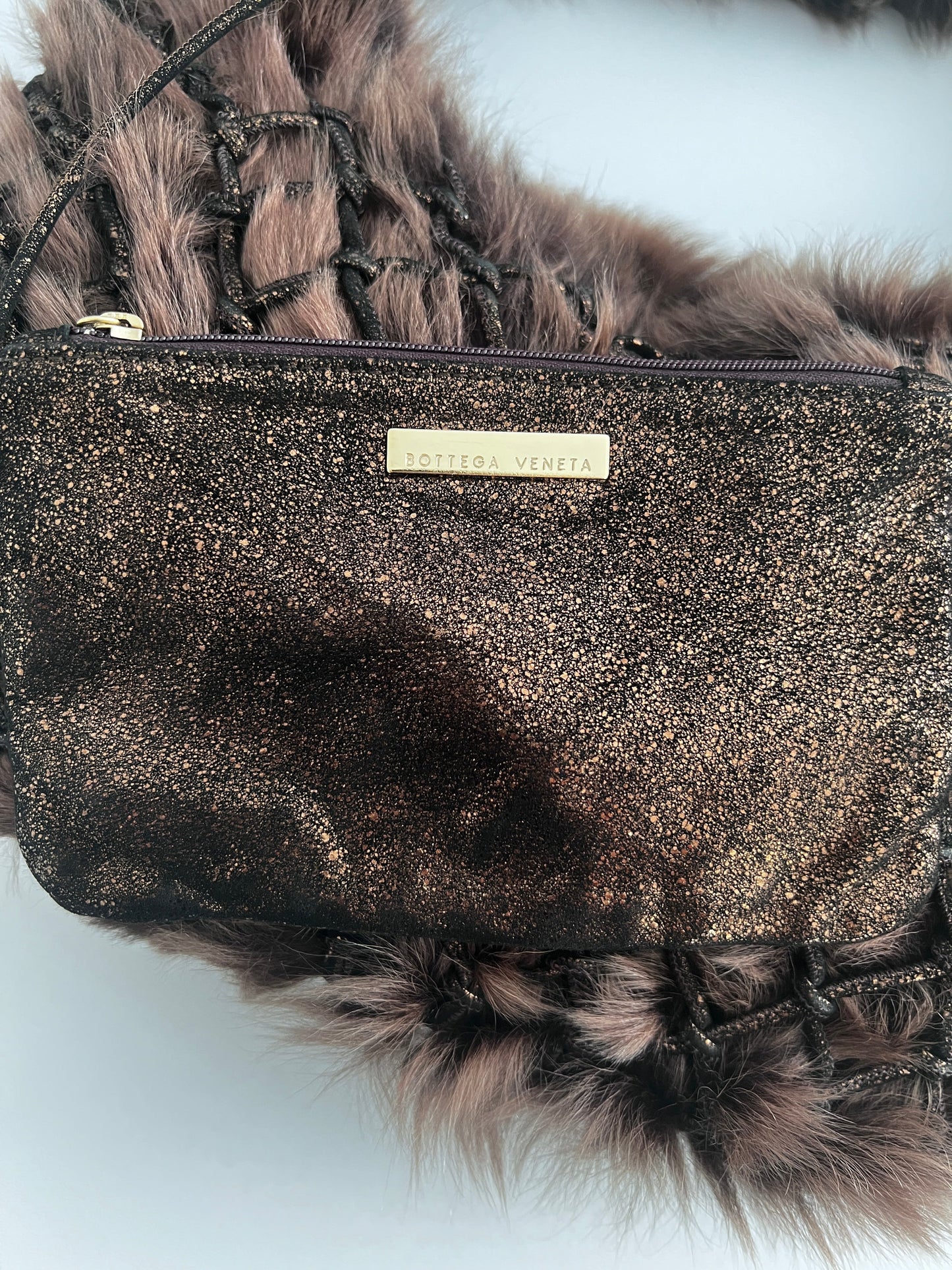 Bottega Veneta fur hobo woven bag
