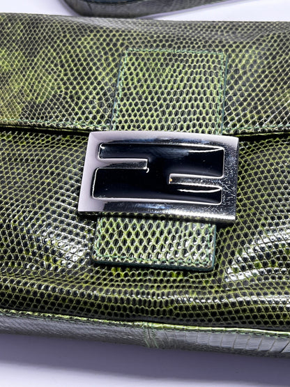 Vintage Fendi Green Lizard Skin Baguette