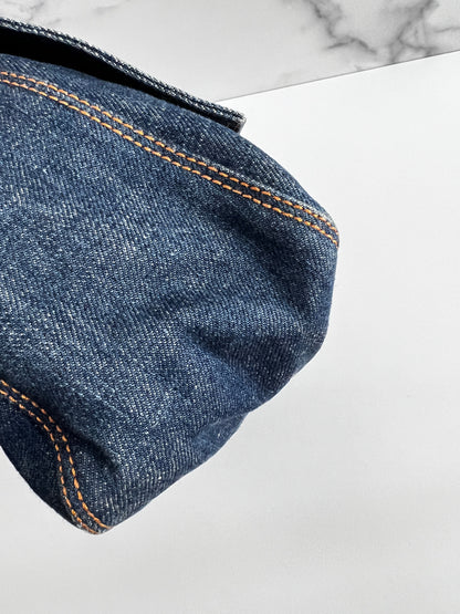 Fendi mamma lizard denim baguette