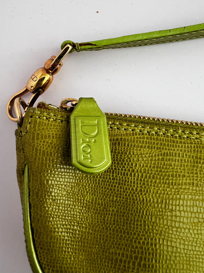 Dior Vintage Small Green Embossed lizard saddle bag