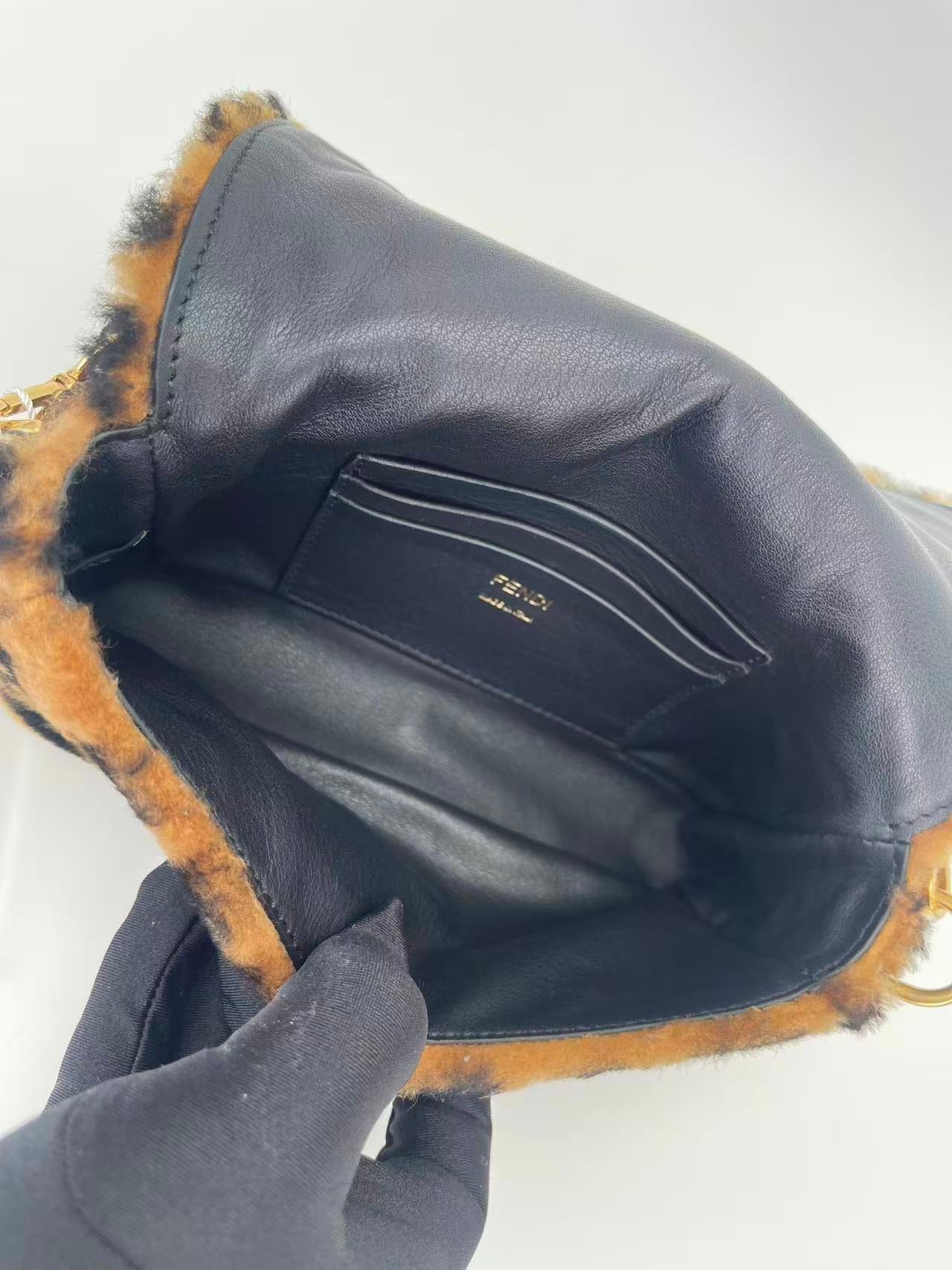 Fendi Mini FF Shearling Baguette