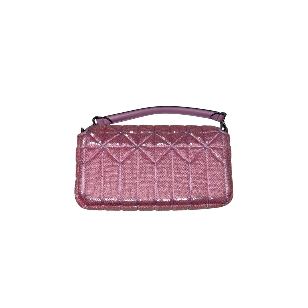 Fendi pink sequins replaceable magnetic buckle baguette