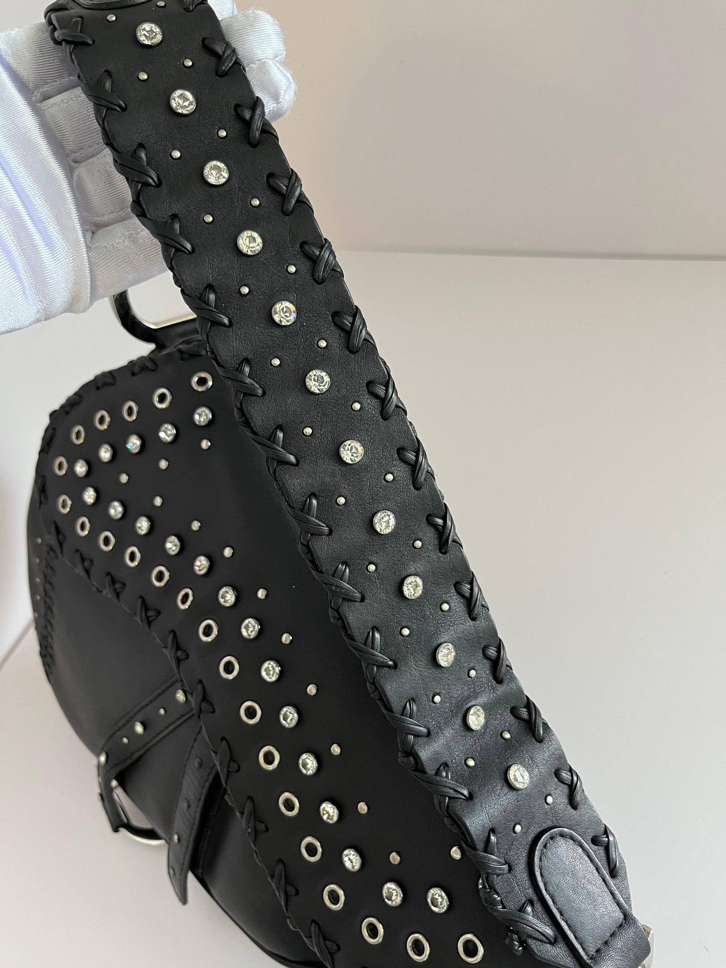 Dior Saddle Vintage love&peace limited edition black leather shoulder bag