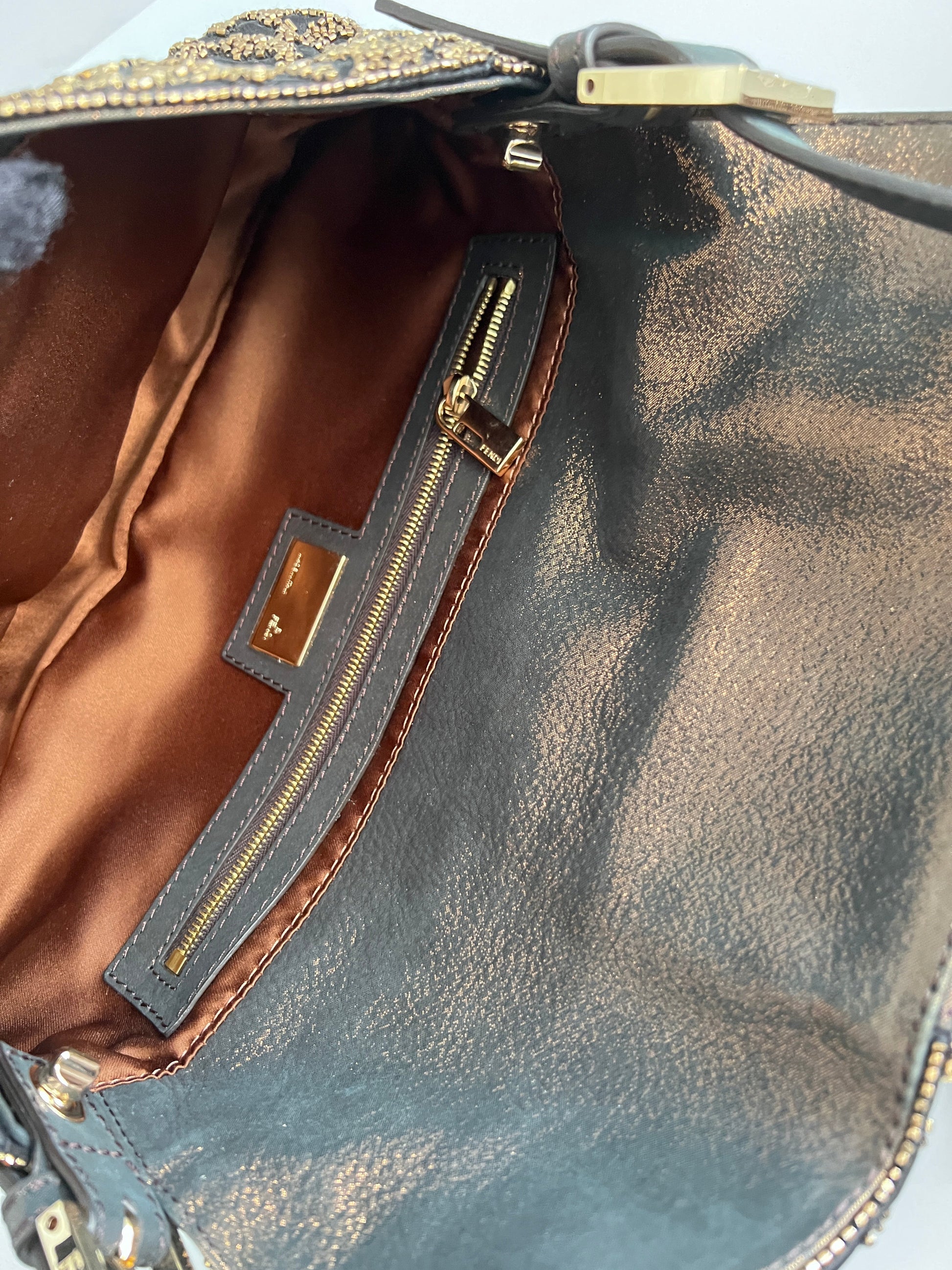 Fendi Cheetah embroidered beaded baguette