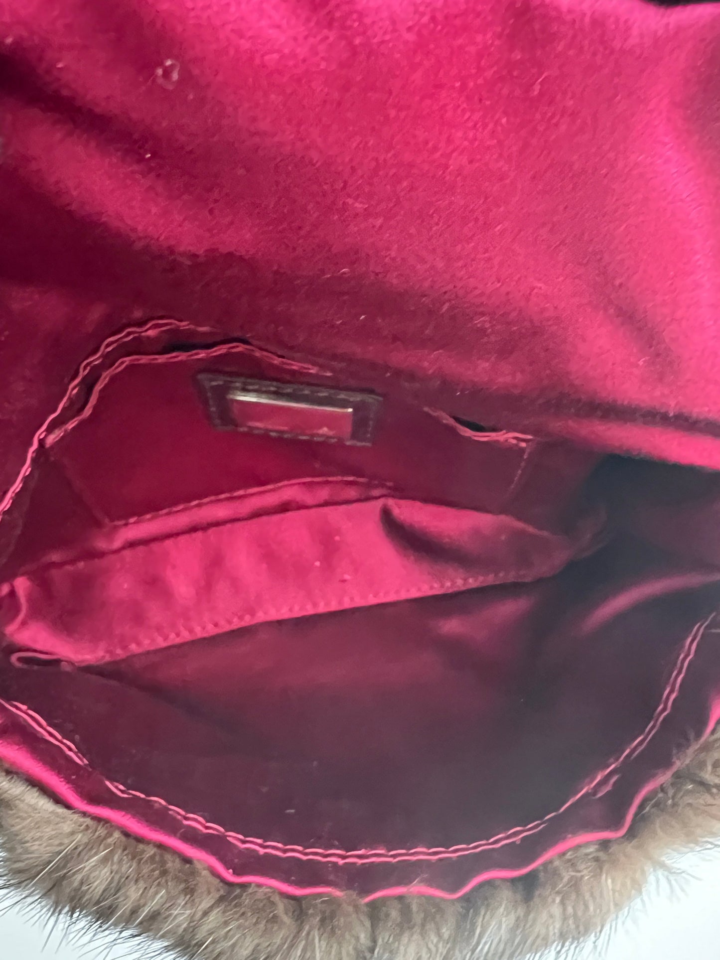 Vintage Fendi brown Mink fur mini baguette