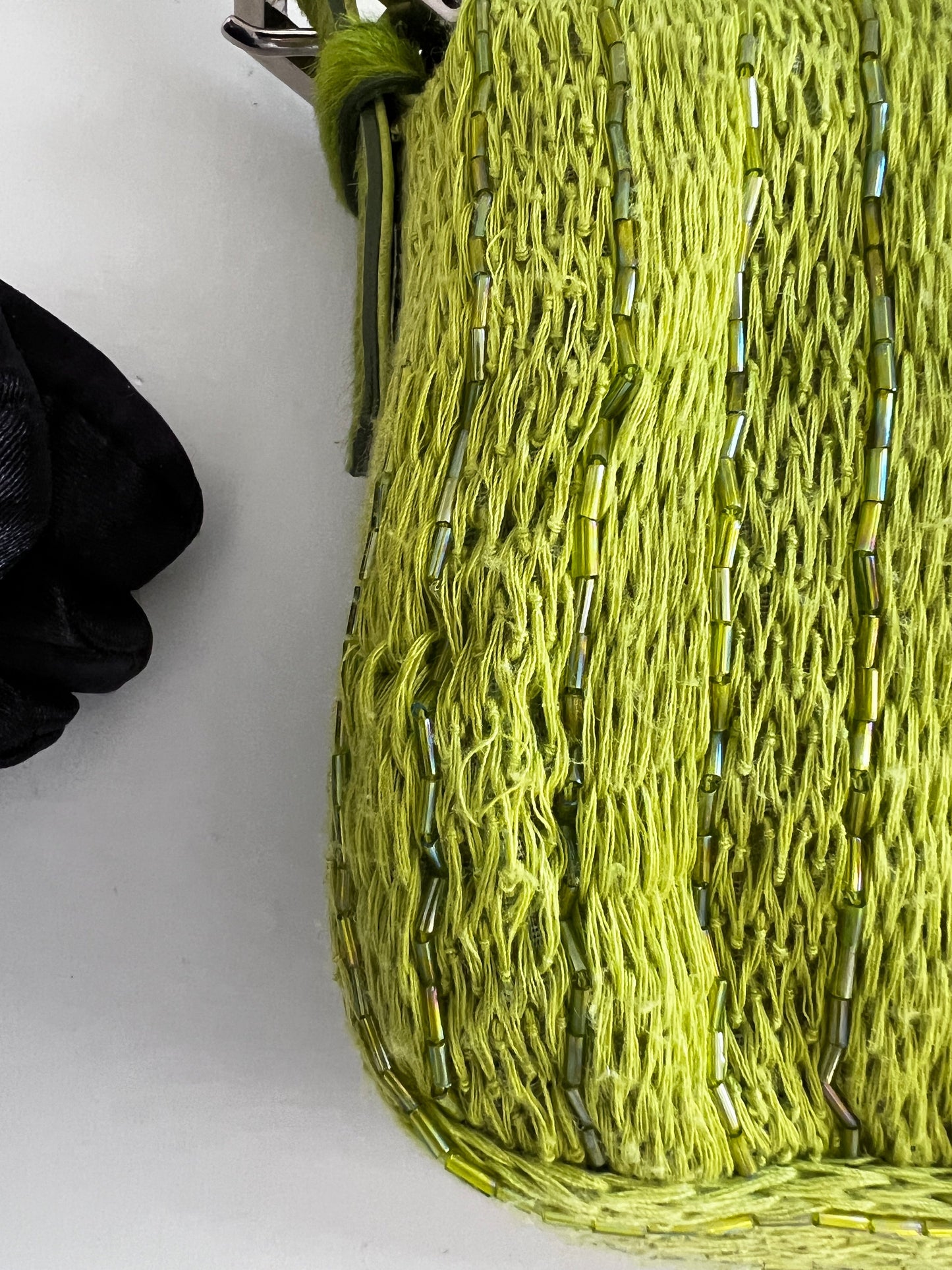 Vintage Fendi green beaded baguette