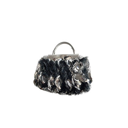 Fendi Silver Big Paillettes Small Size Peekaboo