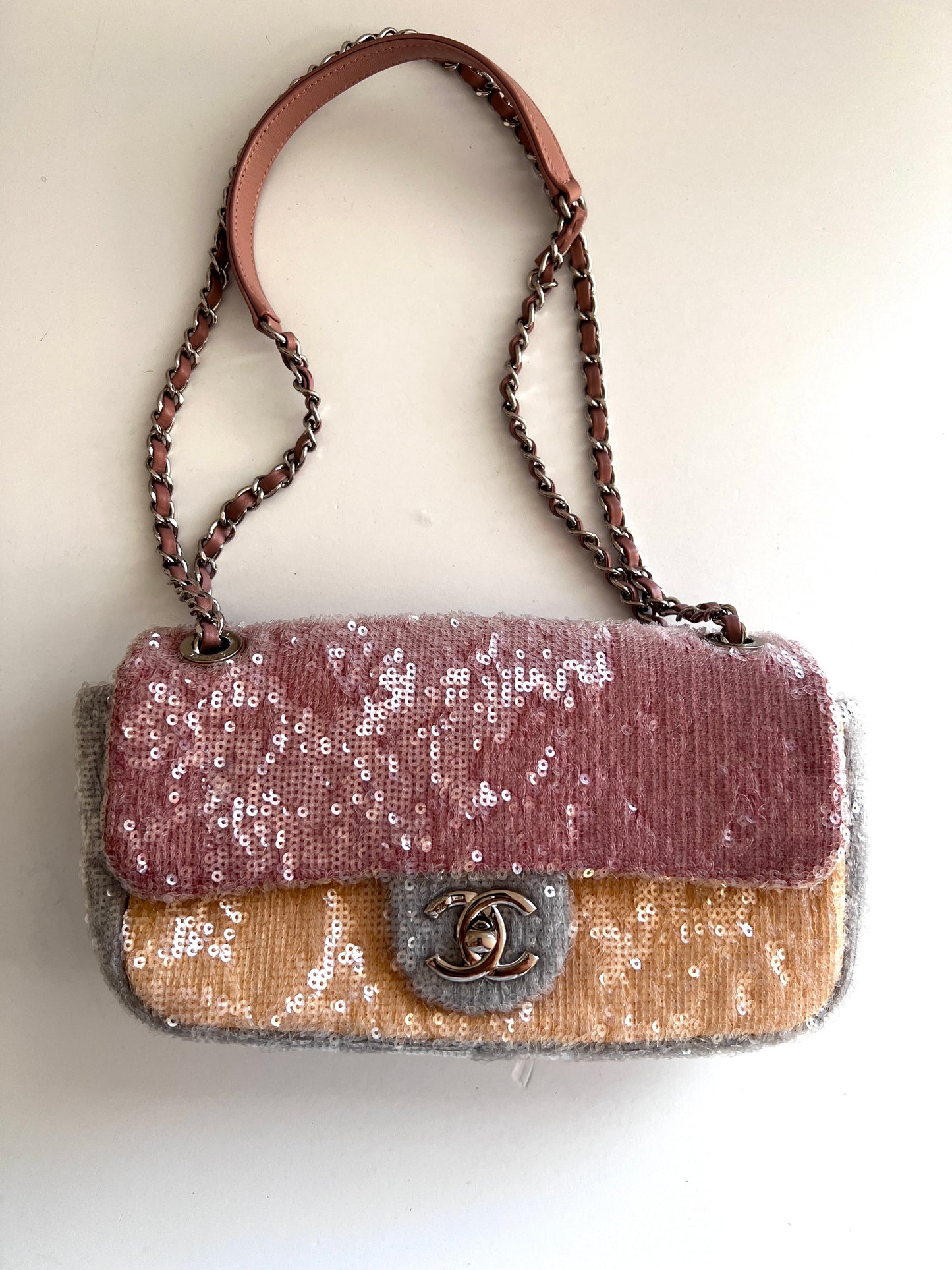 Chanel waterfall sequin small size flap bag