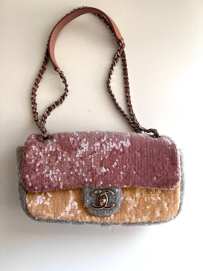 Chanel waterfall sequin small size flap bag