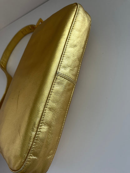 Fendi baguette vintage gold leather shoulder bag