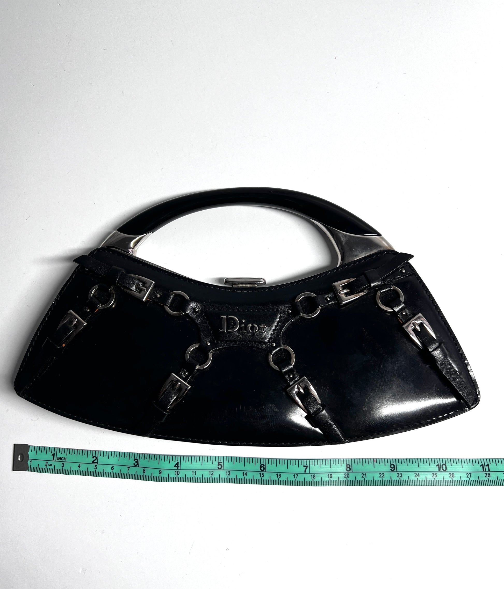 Vintage Dior Black patent bondage mini bag