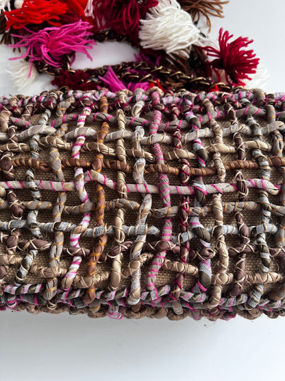 Chanel Limited Edition 2015 Dubai Resort Runway Woven Pom Pom Classic Flap Bag