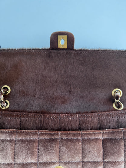Chanel pony hair & velvet chocolate bar flap bag