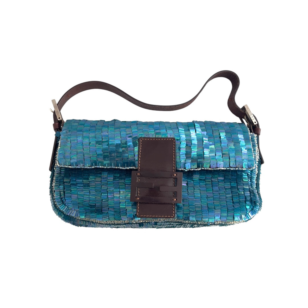 Vintage Fendi Blue Sequin Baguette