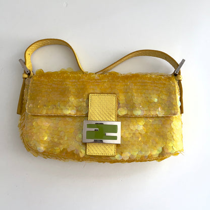 Vintage Fendi Yellow sequin Baguette