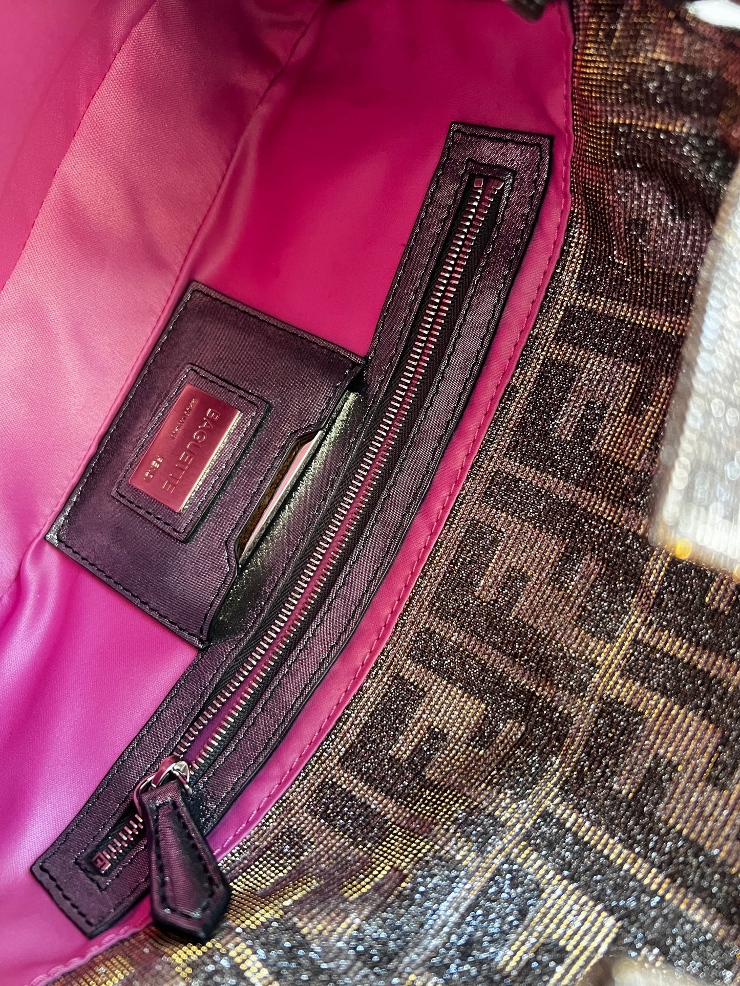 Fendi silver shimmering zucca baguette
