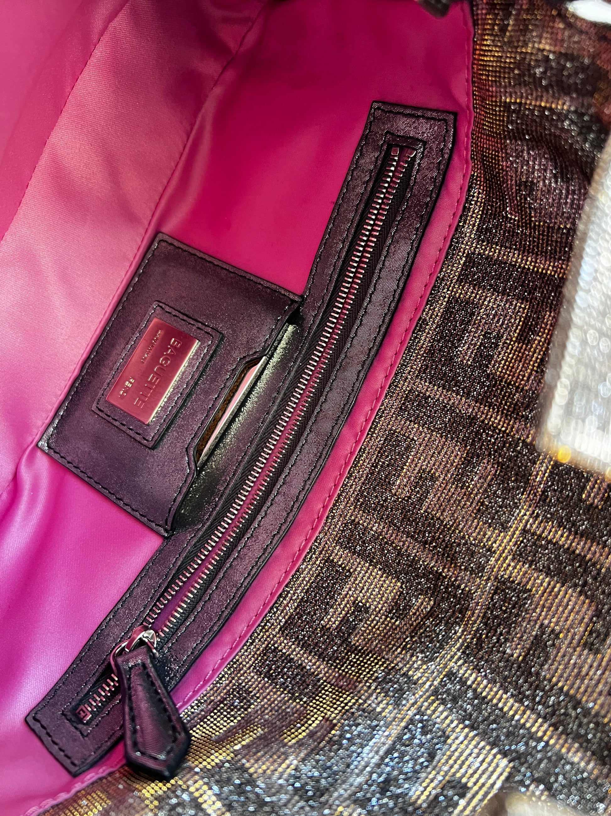 Fendi silver shimmering zucca baguette