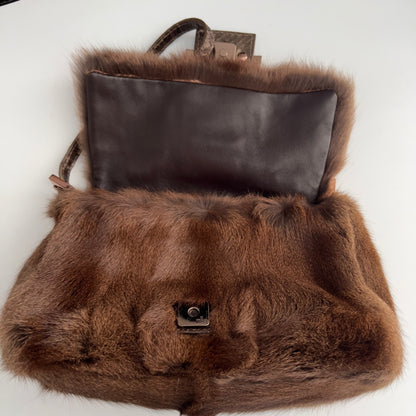 Fendi mini mamma size cute squirrel fur baguette