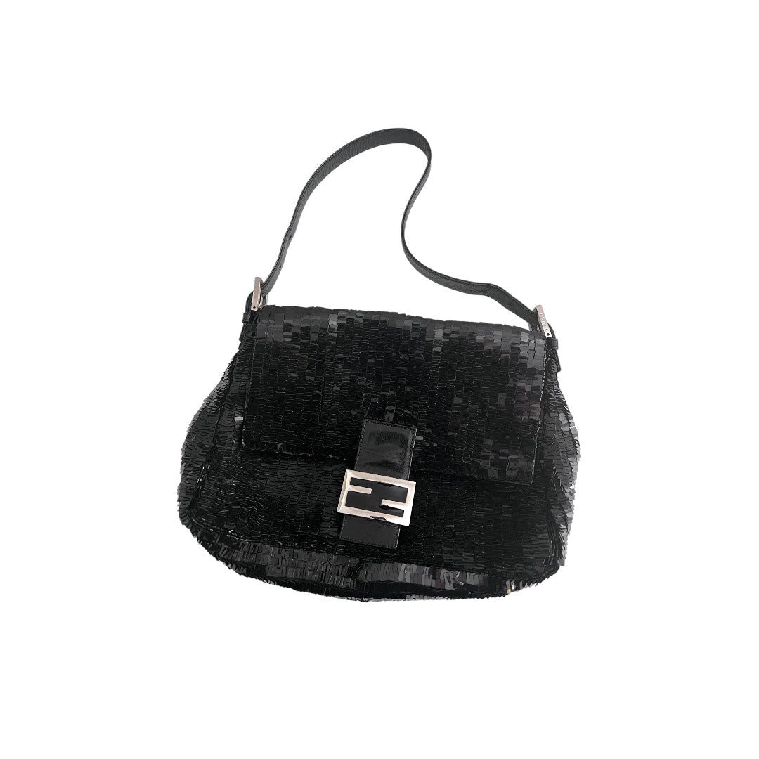 Fendi Black sequin Mamma baguette