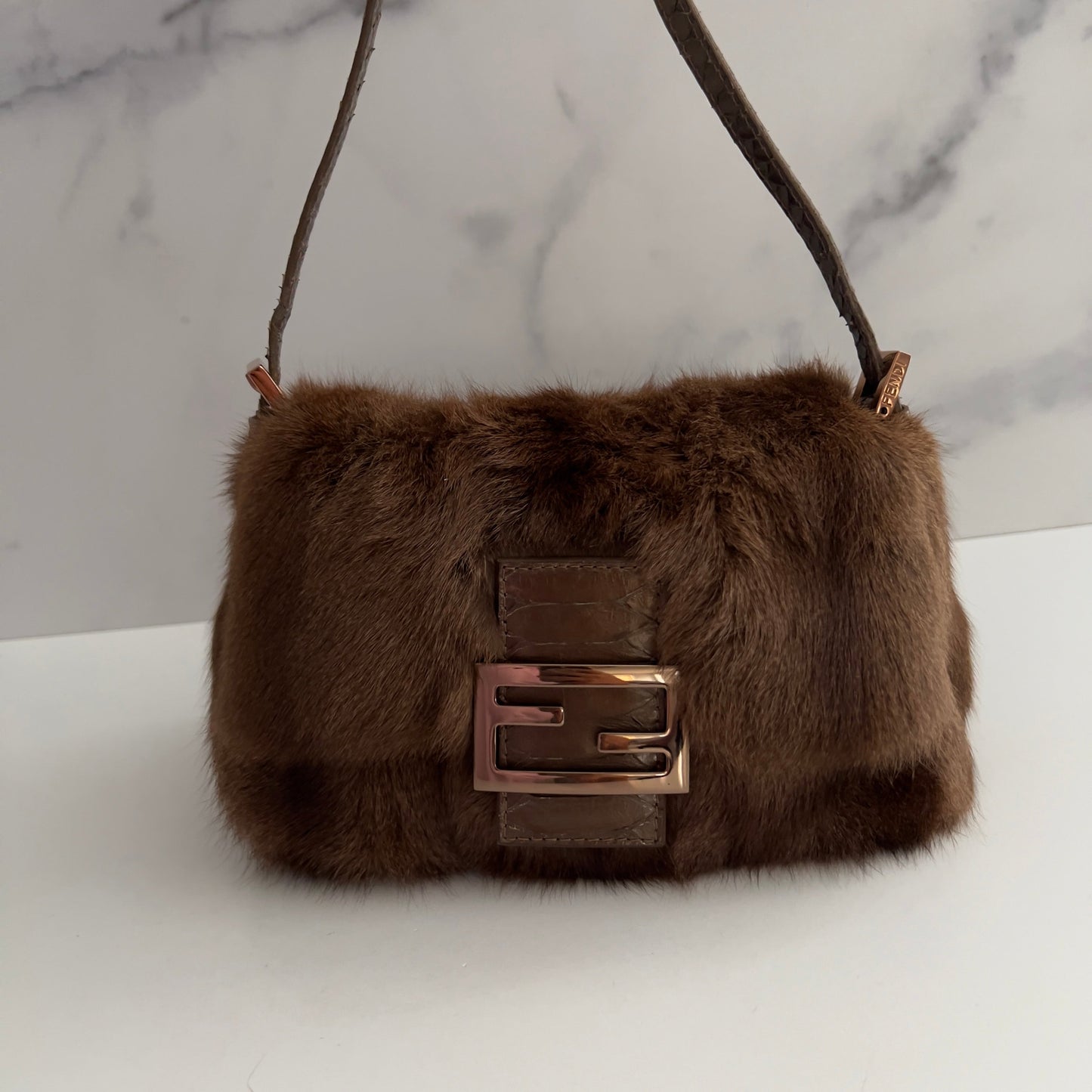 Fendi mini mamma size cute squirrel fur baguette