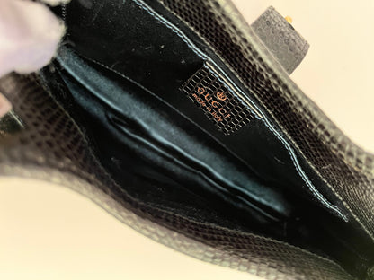 Gucci black leather glitter rhinestones gold hardware handbag