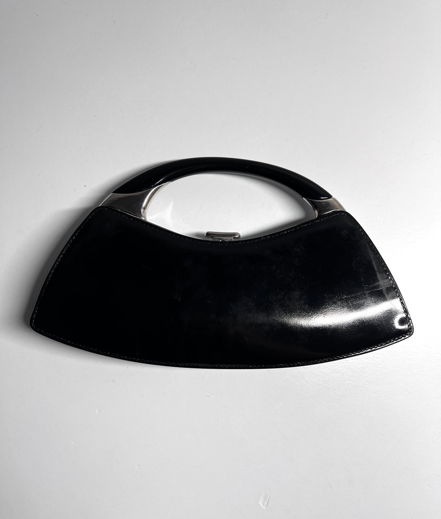 Vintage Dior Black patent bondage mini bag