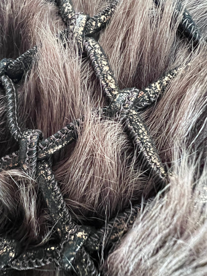 Bottega Veneta fur hobo woven bag