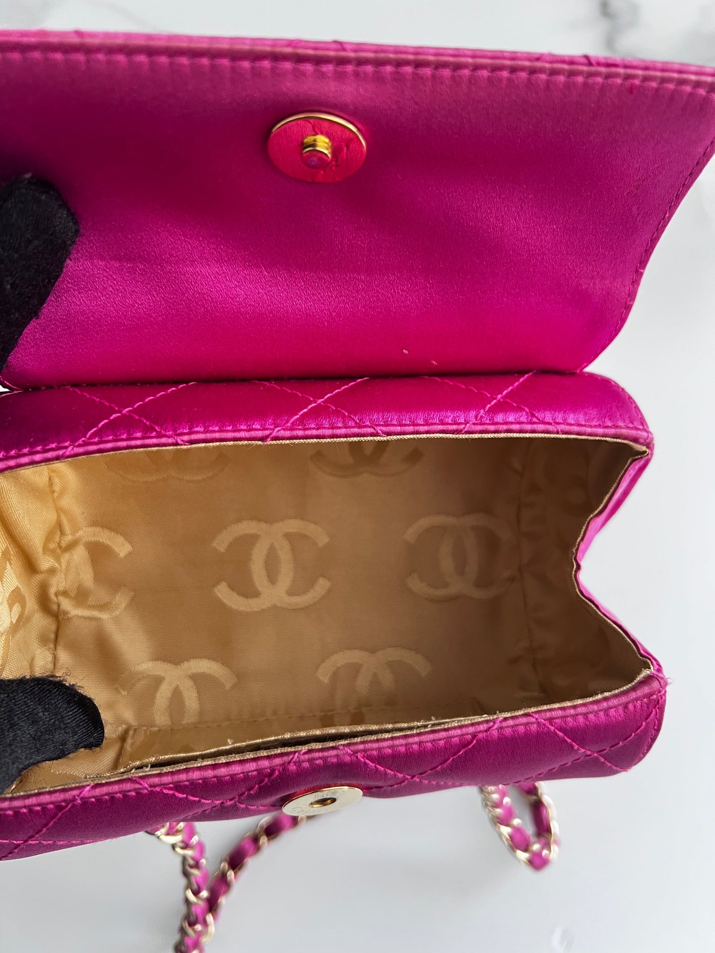 Vintage Chanel pink satin mini bag