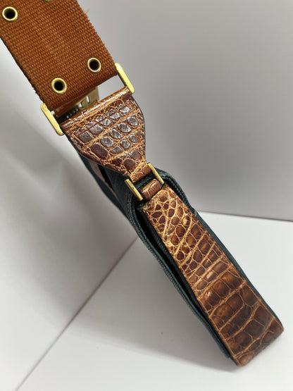 Dior blue denim leather shoulder bag