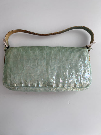 Vintage Fendi Mint Sequin Baguette