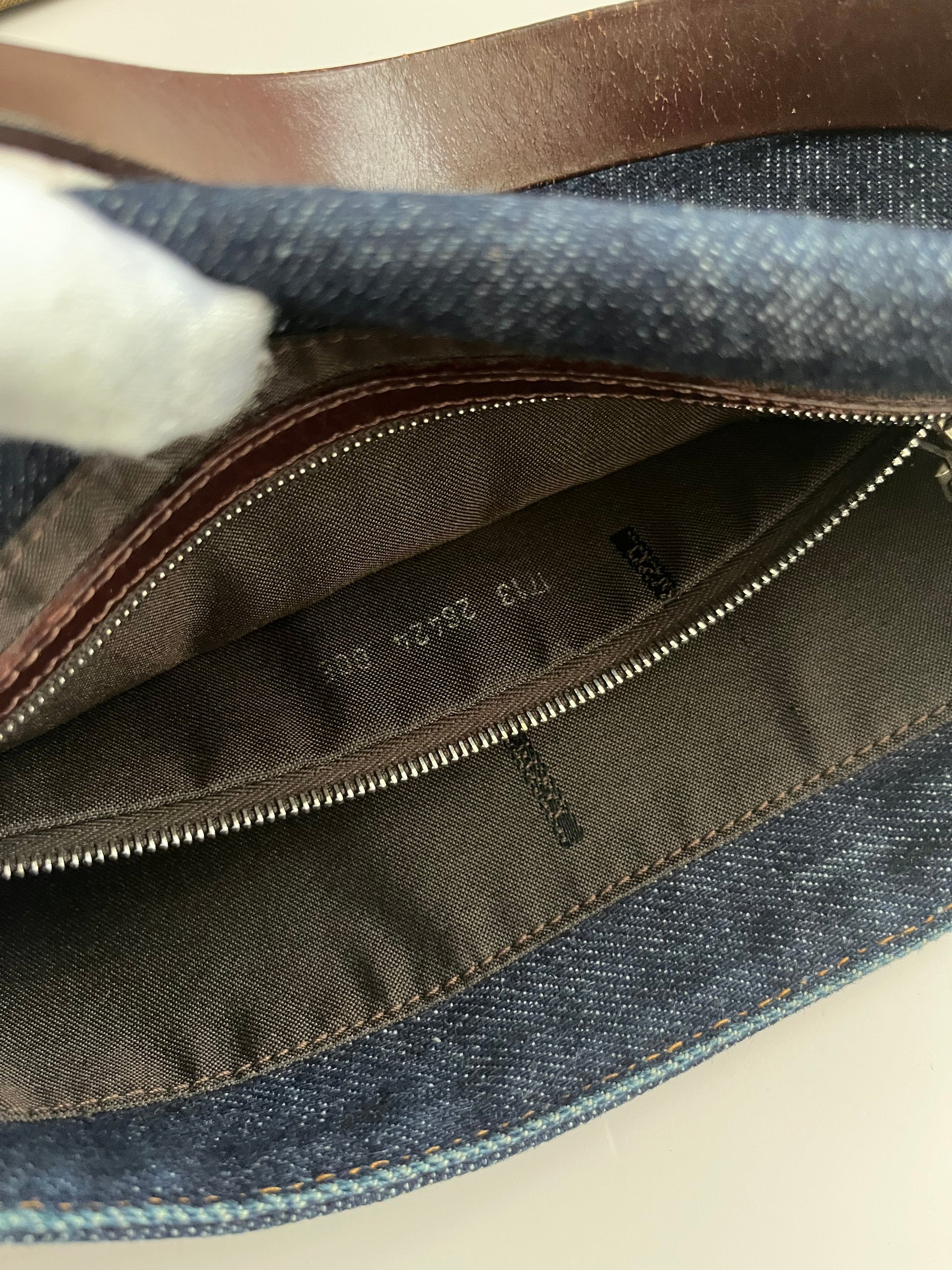 Fendi baguette blue jeans leather silver hardware shoulder bag