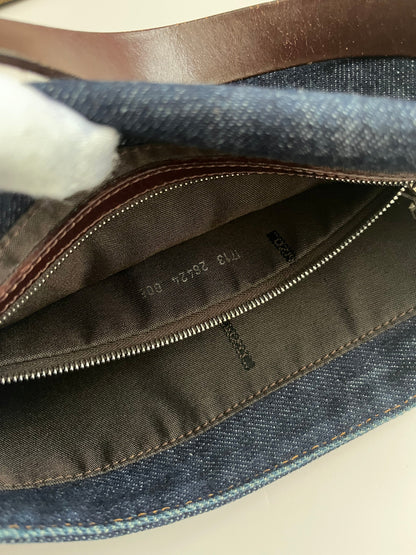 Fendi baguette blue jeans leather silver hardware shoulder bag