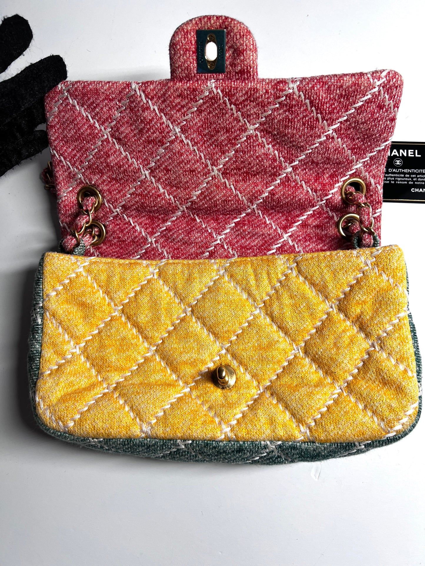 Chanel multi color cloth timeless cloth flap bag