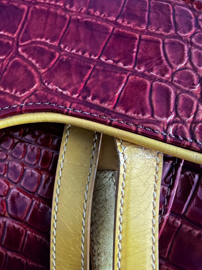 Vintage Dior crocodile embossed saddle bag