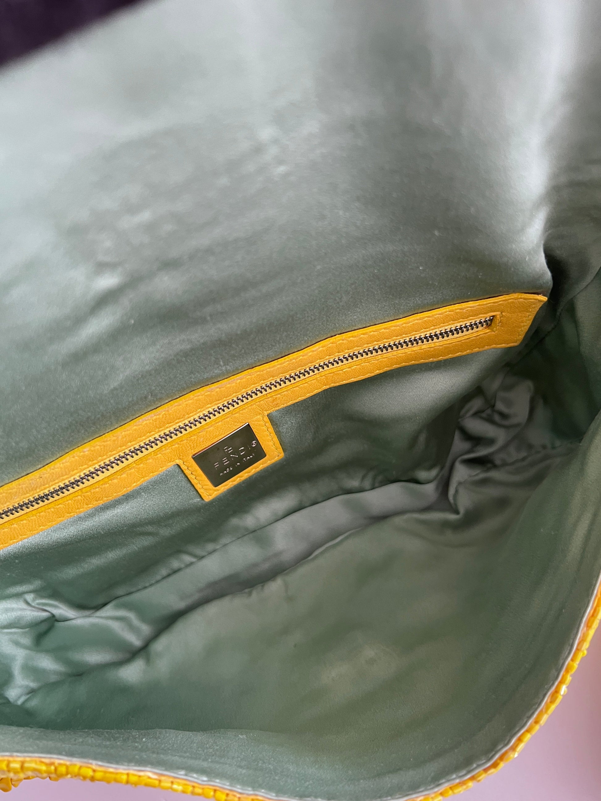 Vintage fendi yellow beaded baguette