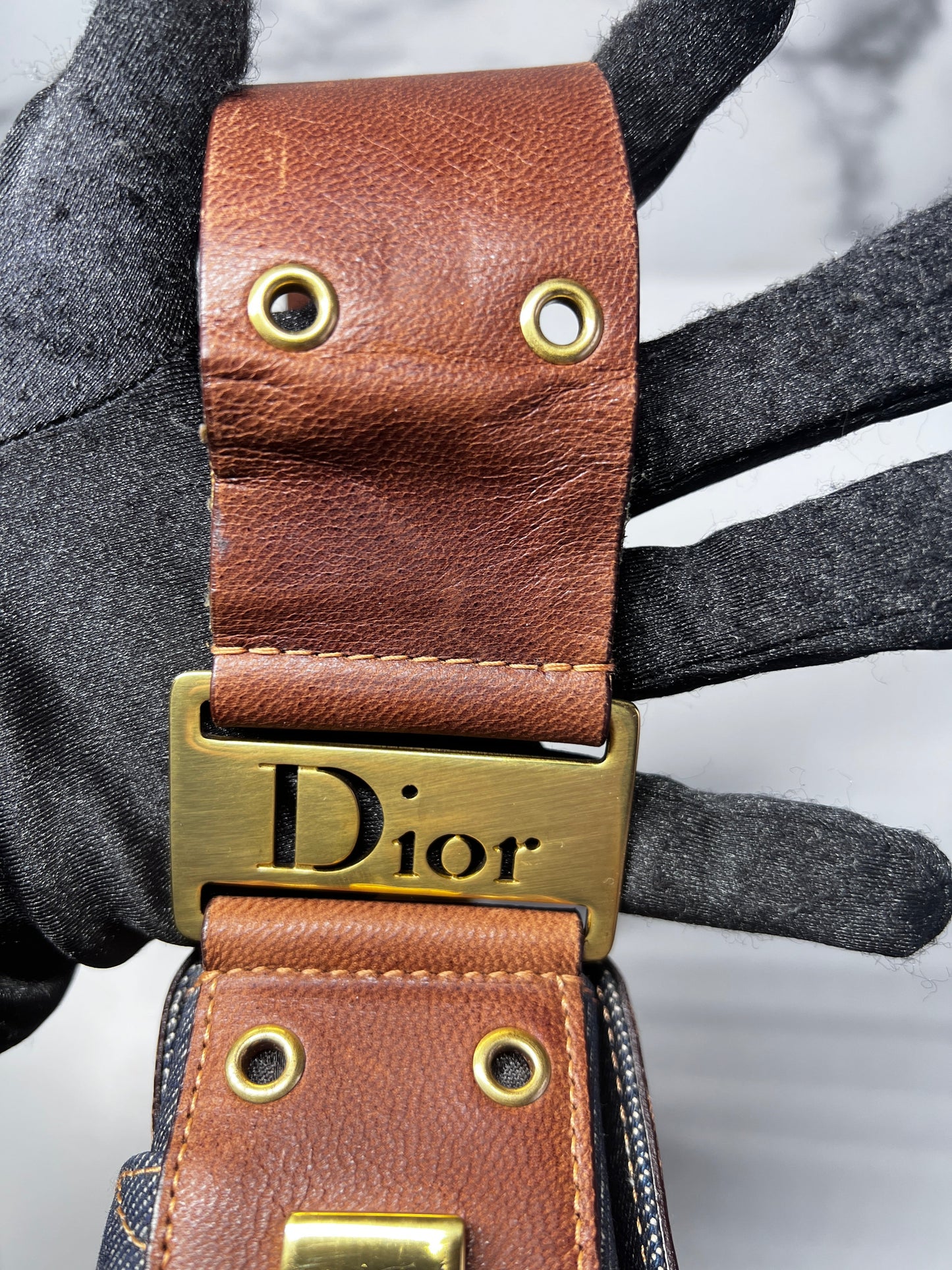 Dior denim punk shoulder bag