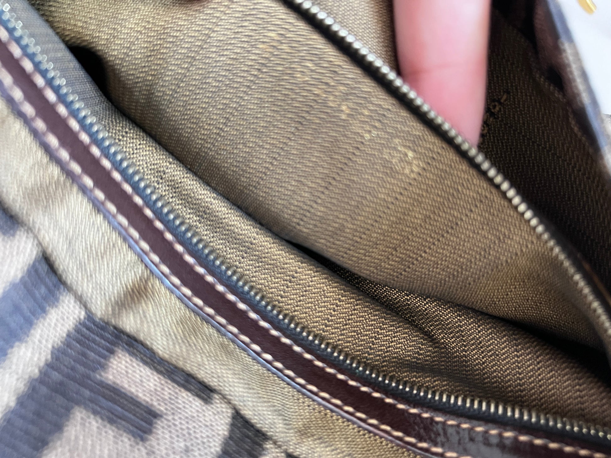 Vintage Fendi gold hardware zucca baguette