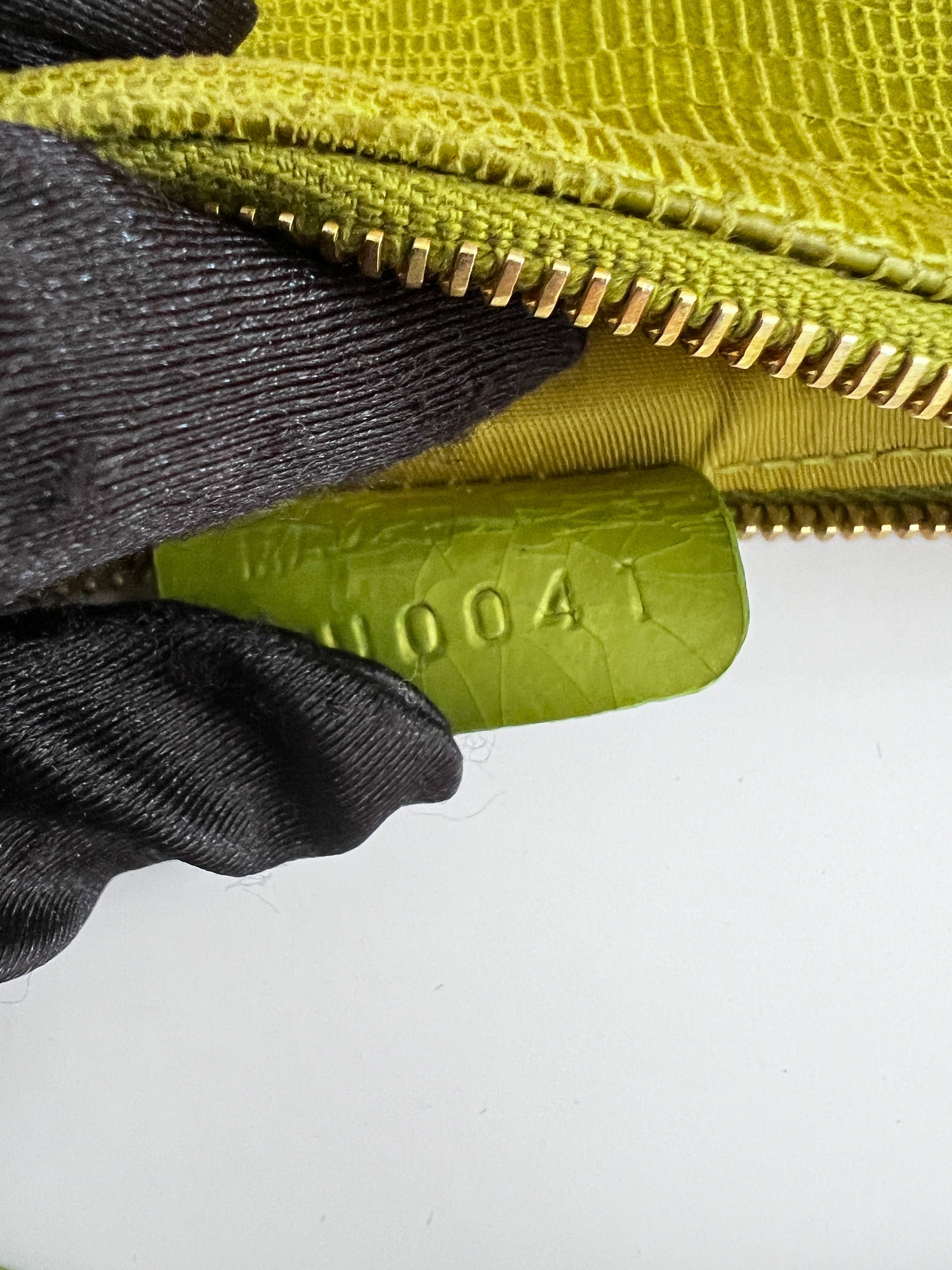 Dior Vintage Small Green Embossed lizard saddle bag