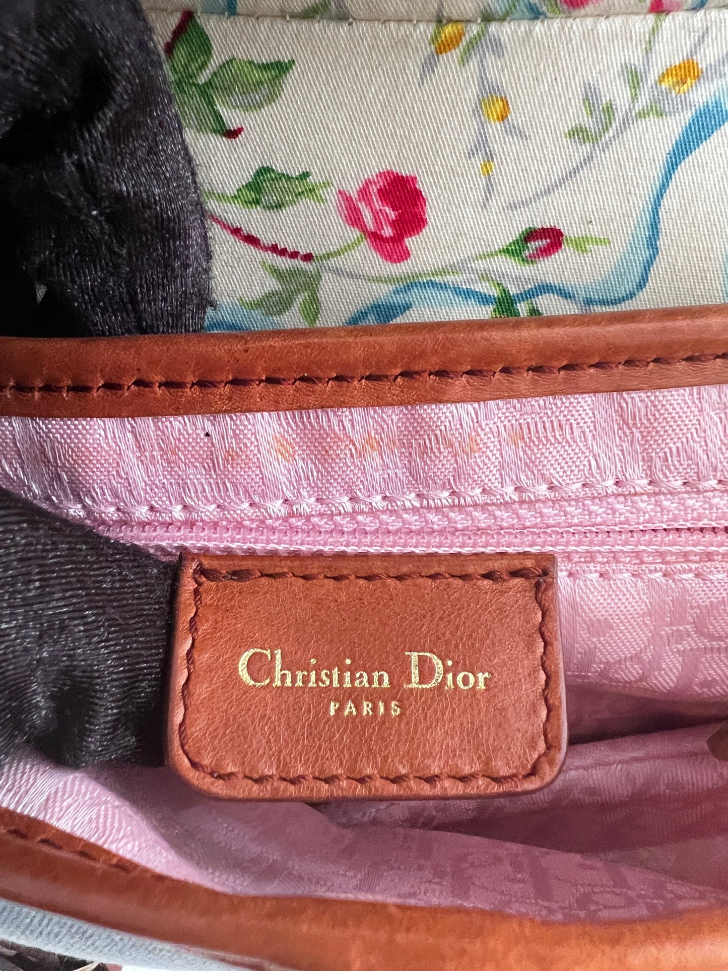 Vintage Dior denim & shearling saddle bag