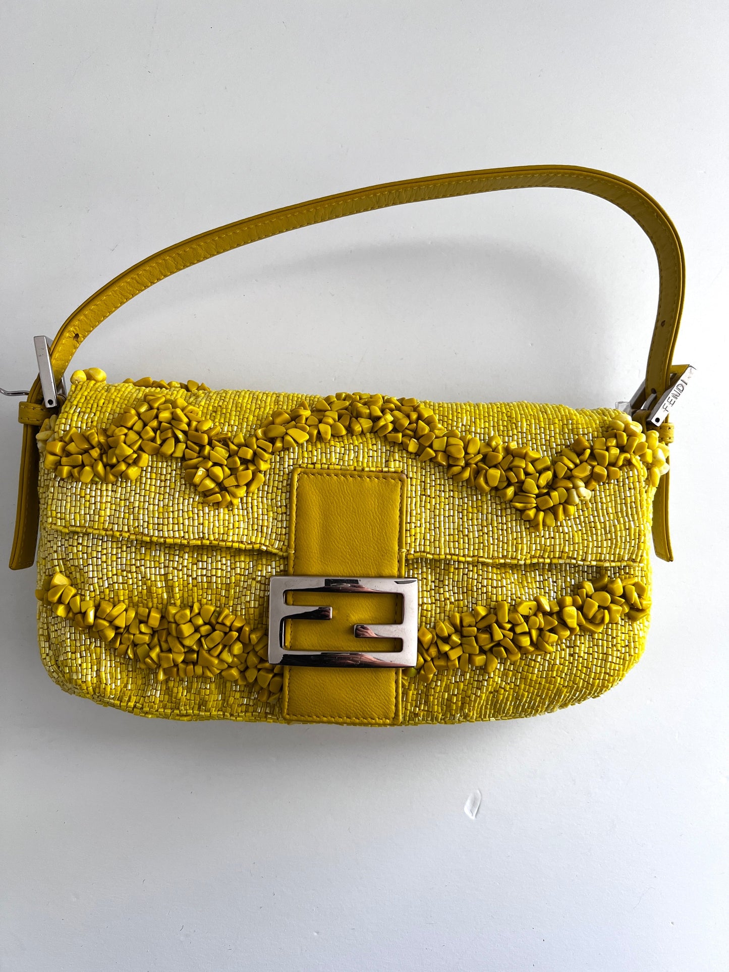 Vintage fendi yellow beaded baguette