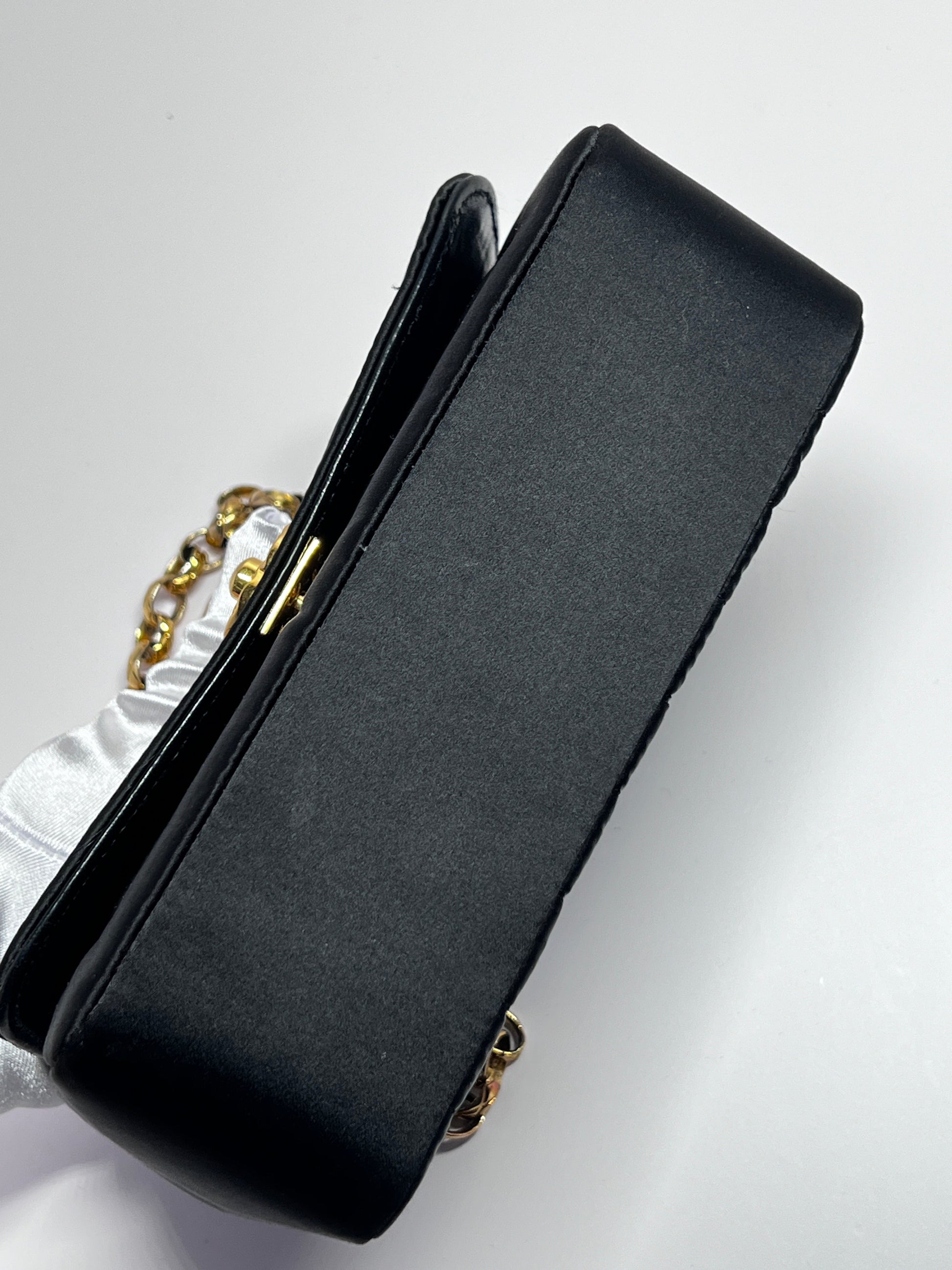 Vintage Chanel mini rectangular satin flap bag