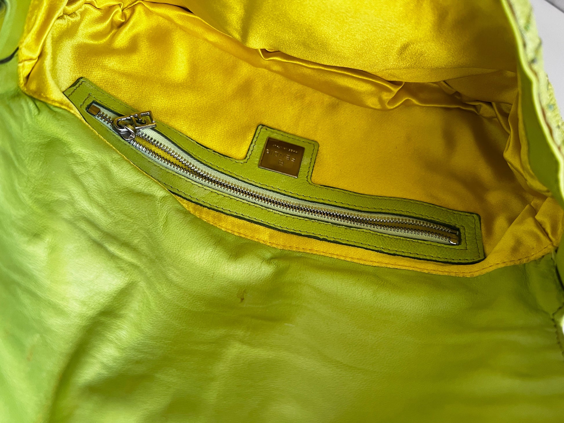 Vintage Fendi green beaded baguette