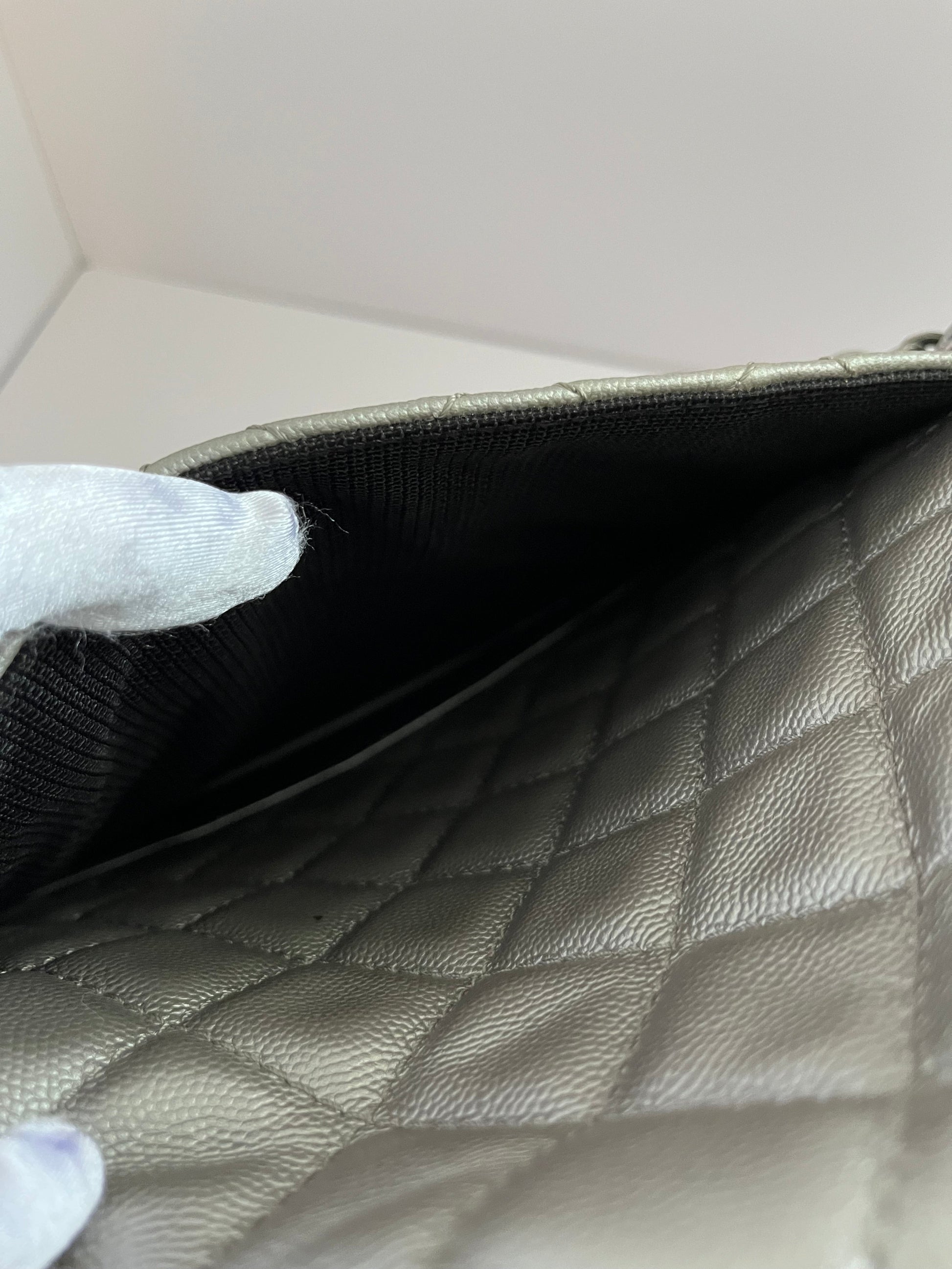 Chanel Classic Flap XXL Silver Leather Travel Bag